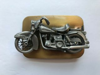 Vintage 3d Harley Davidson Belt Buckle Brass Motorcycle Silver Fatboy Sportster