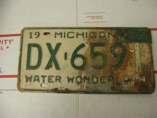 1962 62 1963 63 Michigan Mi License Plate Dx659 Tab Water Wonderland