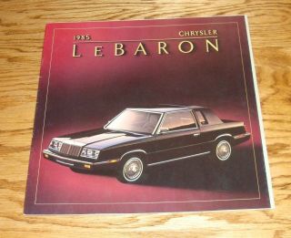 1985 Chrysler Lebaron Deluxe Sales Brochure 85