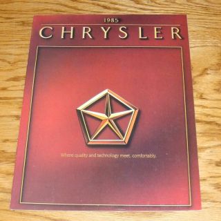 1985 Chrysler Full Line Sales Brochure 85 Yorker Lebaron