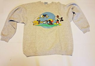 Vintage Official Disney Mickey Mouse Goofy Sweatshirt - Gray - Size Men 