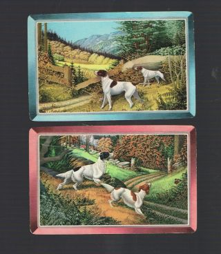 Playing Swap Cards 2 Vint " Hunting Dogs " In The Fields W371 Image