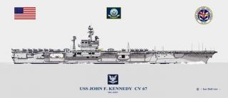 Uss John F.  Kennedy Cv - 67 With Po 3 Insignia Us Navy