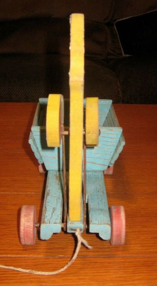 Donald Duck Vintage Fisher Price Wooden Pull Cart Circa 1940 ' s 3