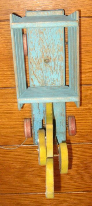 Donald Duck Vintage Fisher Price Wooden Pull Cart Circa 1940 ' s 6