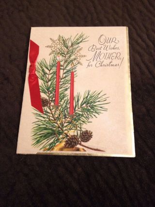 Vintage Greeting Card Christmas Rust Craft Mother Candle Pine