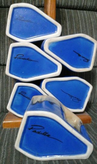 Rodolfo Padilla Coffee Mugs Blue Drip Glaze Set of 6 Pottery Stoneware Mexico 2