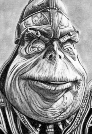 Aceo Sketch Card Star Wars Gungan Boss Nass