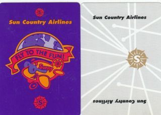 Airlines - Sun Country - 2 Single Vintage Playing Cards