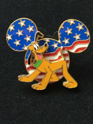Disney Dlr Cast Member - Patriotic Mickey Head Pluto Pin
