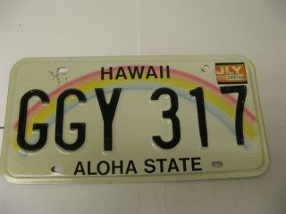 1998 98 Hawaii Hi License Plate Ggy 317 Rainbow