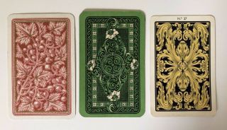 3 Vintage Playing Cards Tarock Tarot Art Nouveau Design Backs