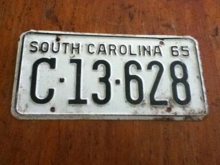 Vintage License Plate Tag South Carolina Sc C 13 628 1965 Rustic Combine $4 Ship