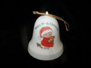 Vintage Porcelain Bell Christmas Ornament - 1978 Baby 