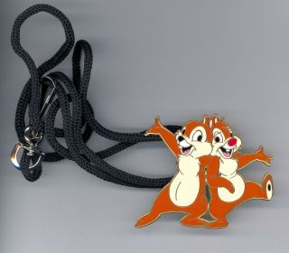 Walt Disney World Chip & Dale Cast Pin Lanyard And Id Tag Holder
