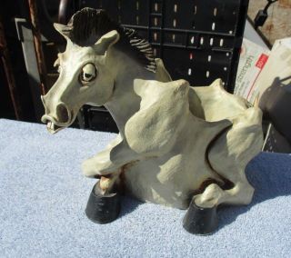 Rare 1977 Artist Signed Donkey Sculpture Planter Art Piece In Great Shape