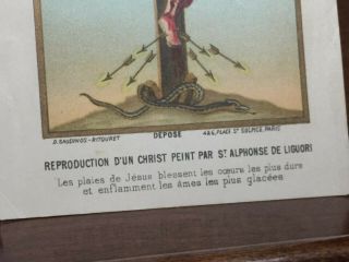 RARE Antique Catholic Prayer Card St.  Alphonse Liguori Painting Crucifixion Fran 2