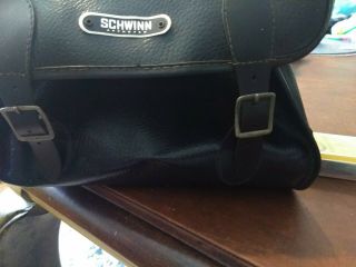 Rare Vintage Schwinn Bicycle Bag Pouch and tool bag Black w/Straps 7