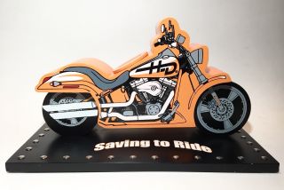 Harley Davidson Motorcycle Saving To Ride Wooden Bank 2005 Officially Licensed