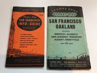 2 Vintage 1949 Thomas Bros Info Guide & Old Street Map San Francisco Oakland Ca