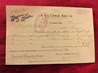 6.  10b 1903 H&l Chase Bag Co St Louis Mo Bags Of All Kinds Paper Sign Letterhead