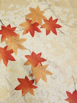 Vintage Japanese Silk Kimono Fabric Panel Art Fall Leaves
