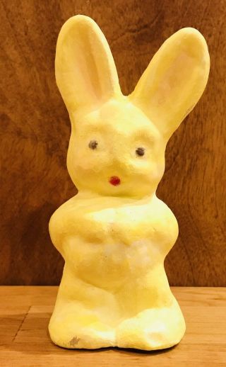 Adorable Vintage Paper Mache Easter Bunny Rabbit Basket Candy Container