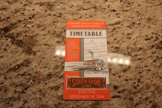 1994 South Shore Line Railroad Passenger Timetable
