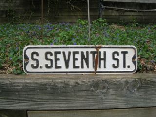 Mid - Century S.  Seventh St.  2 Antique Metal Vintage Street Sign 24 " X6 "