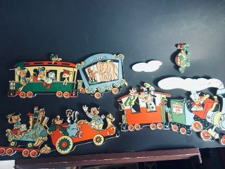 Vintage 1950s Disney Casey Jr.  Train Cardboard Wall Hanging Mickey Mouse Donald