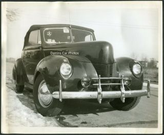 Vintage Car Photo 1940 Ford Convertible Custom Trim & Spinner Hubcaps 979026
