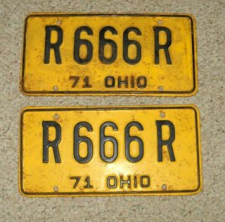 1971 Ohio License Plate Pair R 666 R.