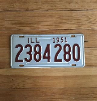 Vintage License Plate Illinois 1951 Ill.  2384 280