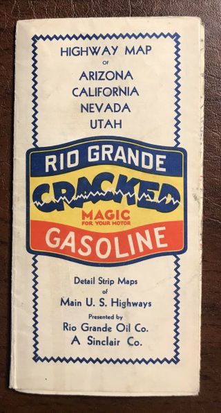 Cracked Magic Rio Grande Gasoline Oil Road Map Sinclair Company Service Station