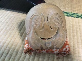 Japanese Buddhism Item Wooden Mokugyo Fish - Drum,  Cushion Incl.  - 13cm