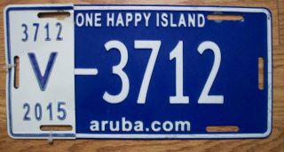 Single Aruba N.  A.  License Plate - 2015 - V - 3712 - One Happy Island
