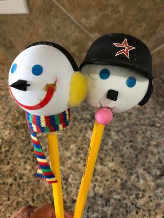 Jack In The Box Head " Snowman With Scarf Antenna Ball And Astros Head