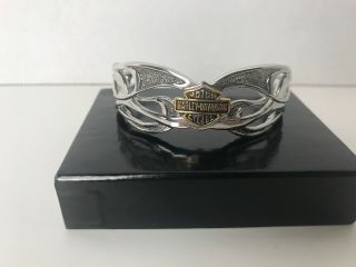 Sterling Silver Harley Davidson Biker Cuff Bracelet.  39.  3g Flames