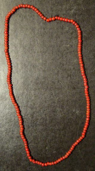 Strand Of Crow Indian Red " White Heart " Trade Beads Venetian Pre - 1800