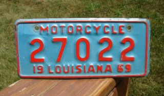 1969 Louisiana Motorcycle License Plate 27022