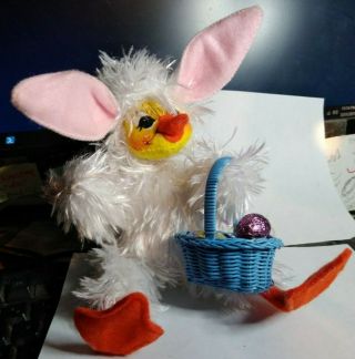 Annalee " 6 Inch Poseable Bunny With Blue Basket & Eggs - 2010 Very Cute & Furry