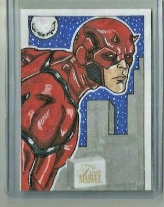2019 Flair Marvel Daredevil Sketch Card 1/1 Artist Auto By Marlon Fernandes