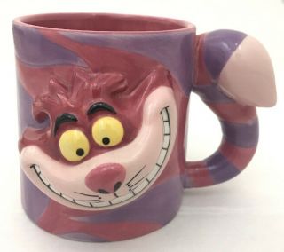 Disney Store Alice In Wonderland Cheshire Cat Soup Coffee Mug 3d Ceramic 3 - D