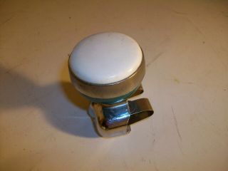 Unique True Vintage Suicide Knob: Pearl White/chrome Ring/aqua Base