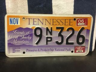 2006 Tennessee License Plate (friends Of The Great Smokey Mountains)