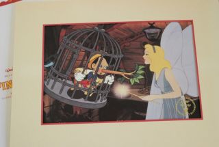 1940 1993 Walt Disney Pinocchio Blue Fairy Lithograph Jiminy Cricket Litho