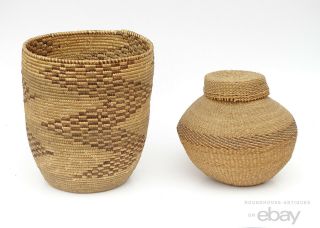(x2) African Tribal Ethnographic Woven Baskets