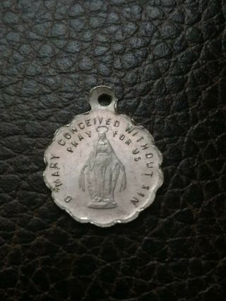 Antique Catholic Miraculous Medal Of The Blessed Virgin Mary Small Holy Medal