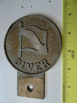 Vintage License Plate Topper " Diver "