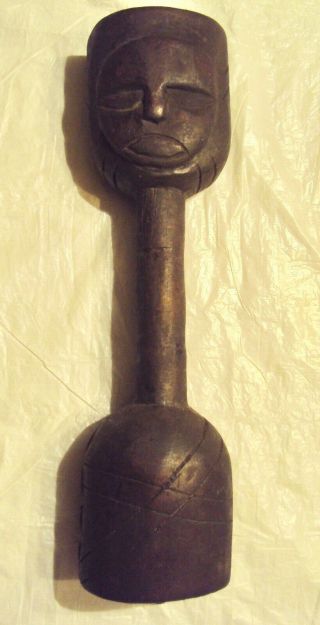 Vintage Hand Carved Wooden Tribal Ceremonial Musical Shaker And/or Rattle